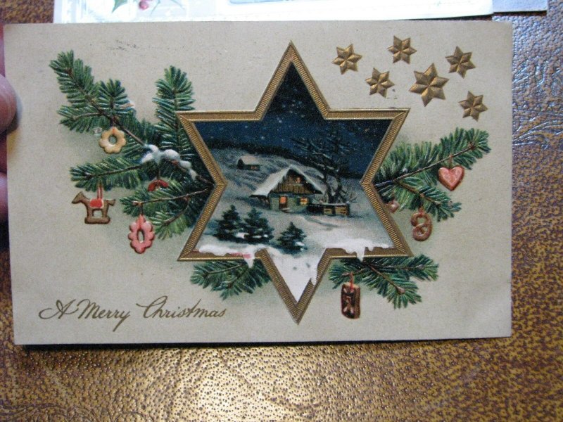 US Postcard Used Christmas 1908 Postmark Star of David 