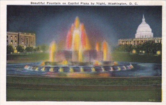 Illuminated Fountain On Capitol Plaza Washington D C