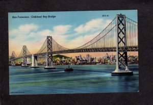 CA Oakland Bay Bridge Boat San Francisco California Postcard