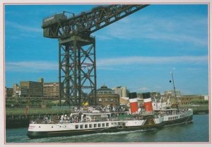 Paddle Steamer Ship Waverley Passes Finneston Crane Strathclyde Clyde Postcard