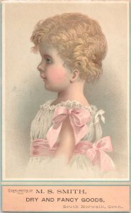 M.S. Smith Dry & Fancy Goods - Norwalk, Conn - Antique Victorian Trade Card