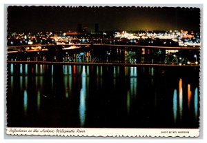 Reflections Historic Williamette River Portland Oregon Continental View Postcard