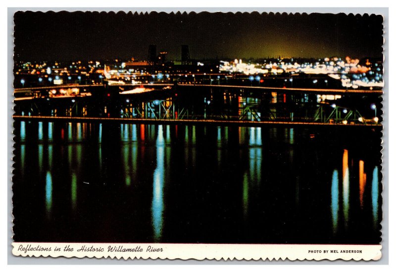 Reflections Historic Williamette River Portland Oregon Continental View Postcard 