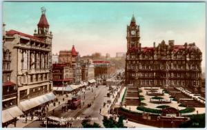 RPPC  EDINBURGH, SCOTLAND Tinted PRINCES STREET Scene ca 1920s UK Postcard