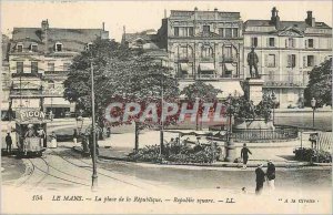 Old Postcard LE MANS Place de la Republique Tramway