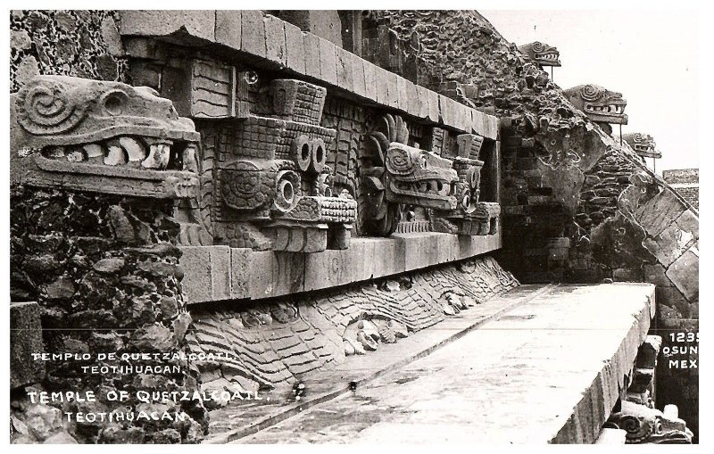 RPPC Postcard ON THE TEMPLE OF QUETZALCOATL TEOTIHUACAN MEXICO