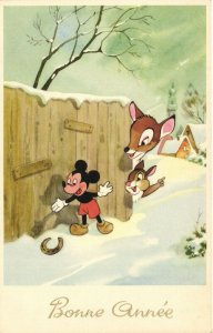 PC DISNEY, MICKEY MOUSE, BAMBI, Vintage Postcard (b28603)