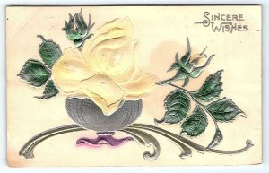 1911 SINCERE WISHES ROSE MINNEAPOLIS MN VERY HEAVY EMBOSSED POSTCARD P3267