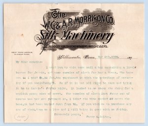 1894 Illustrated Letterhead Willamantic CT W.G. & A.R Morrison Silk Machinery