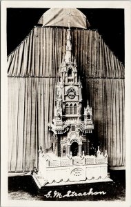 Pope Manitoba Miniature Cathedral carved by GM Strachan Unused RPPC Postcard H1