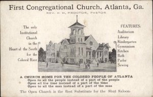 Atlanta Georgia GA Black Americana First Congregational Church Card/Postcard