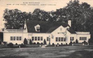 Greensboro North Carolina birds eye view Bliss Restaurant antique pc Z40311