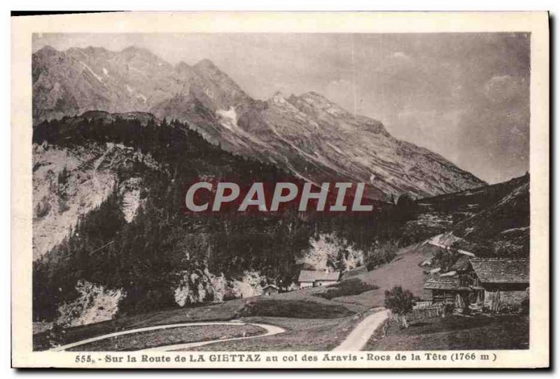 Old Postcard On The Road De La Giettaz At the Col Des Aravis Rocs of Tete