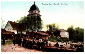 Sweden Coming from Church, People getting in Boat