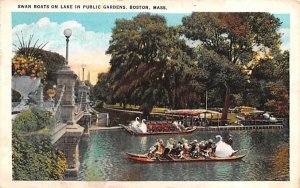 Swan Boats on Lake in Public Gardens Boston, Massachusetts