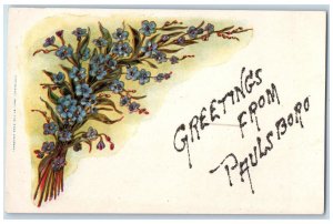 c1910 Purple Flower Greetings from Paulsboro New Jersey NJ Embossed Postcard