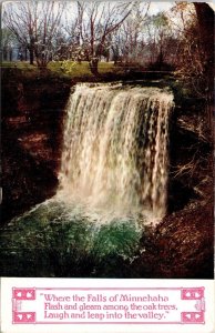 Falls Minnehaha Oak Trees Valley Waterfall Hammon Publishing Postcard DB UNP 