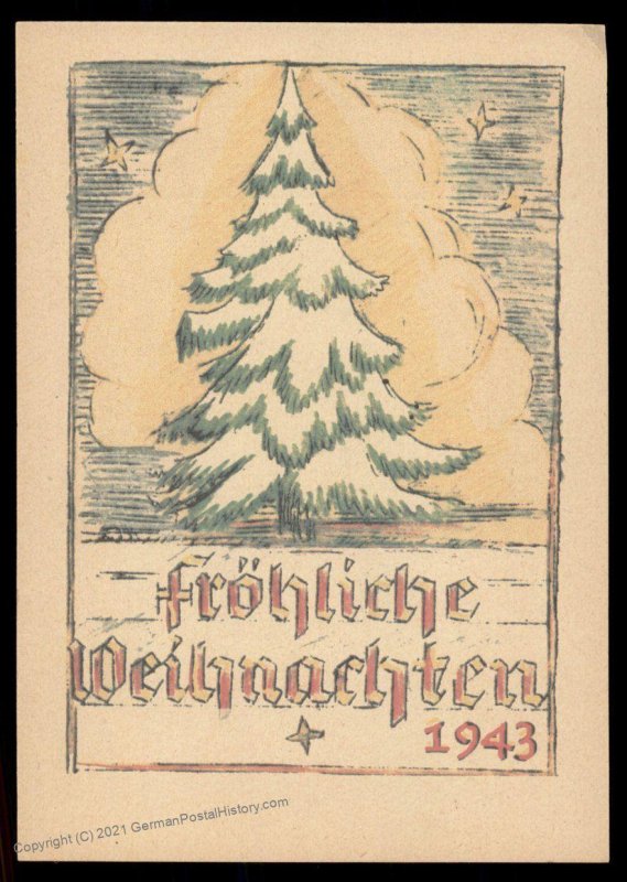 3rd Reich Germany 1943 Weihnacht Christmas Card Cover UNUSED 100679