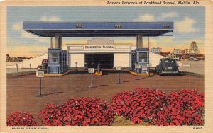 Mobile Alabama~Cars @ Bankhead Tunnel (Eastern Entrance)~Info on Back~1940s Pc