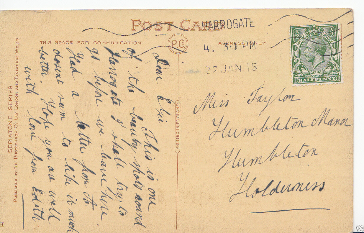 Genealogy Postcard Family History Taylor Humbleton Holderness