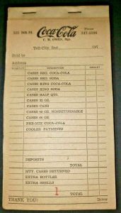 Vintage Coca Cola Salesman Tell City Ind Coke 1970 Receipt Book New Old Stock