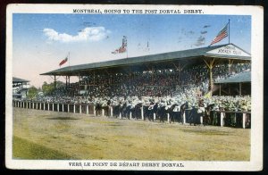 h2963 - MONTREAL Quebec Postcard 1932 Post Dorval Derby. Horse Racing