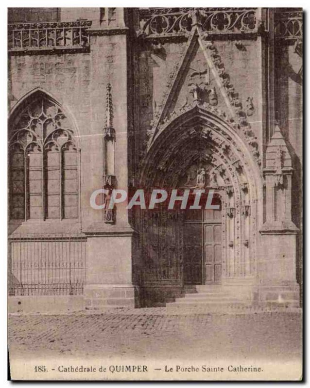 Old Postcard Quimper Cathedrale Sainte Catherine Porch