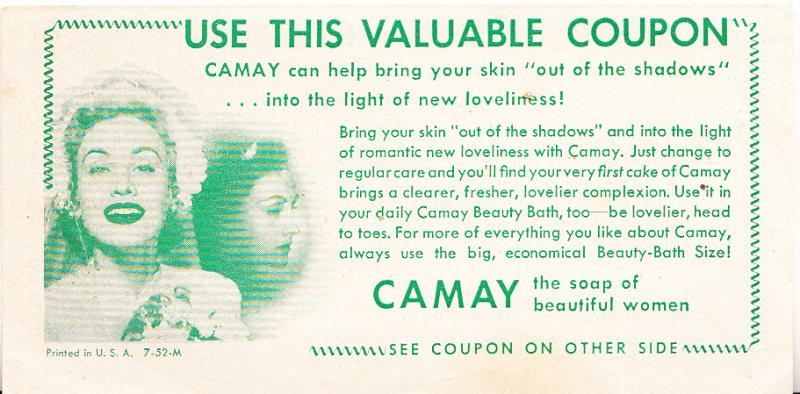 Coupon for Free Bar of Camay Soap 1952