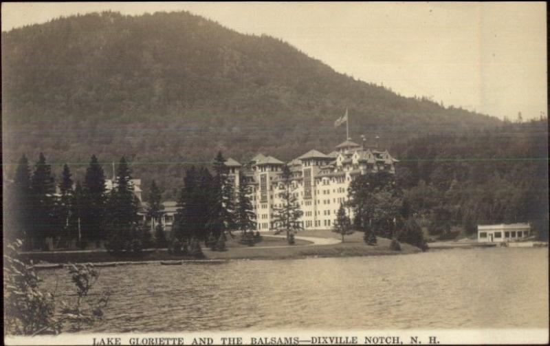 Dixville Notch NH White Mountains Lake Gloriette & Balsams Hotel RPPC c1920 