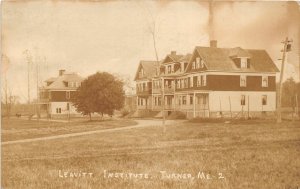 J13/ Turner Maine RPPC Postcard c1920 Leavitt Institute Building 100