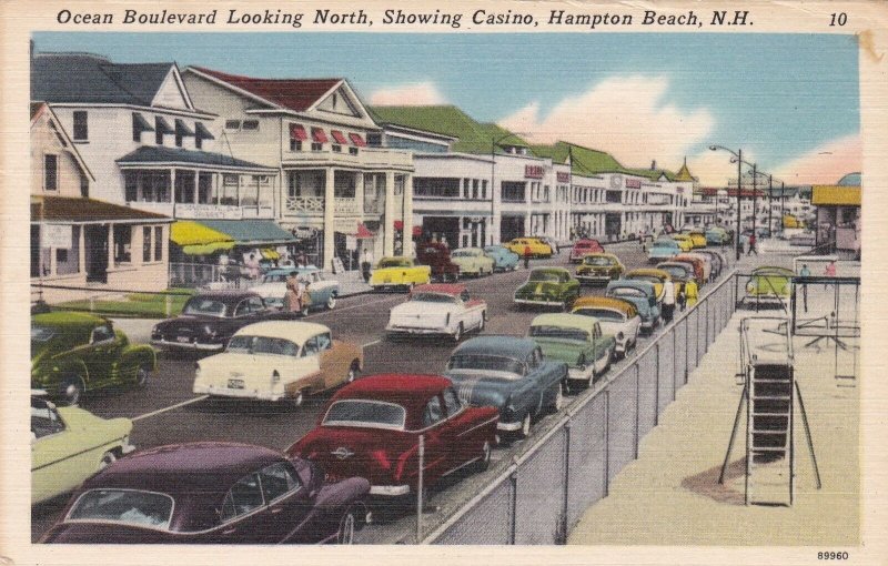 New Hampshire Hampton Beach Ocean Boulevard Looking North 1957 Curteich sk5251