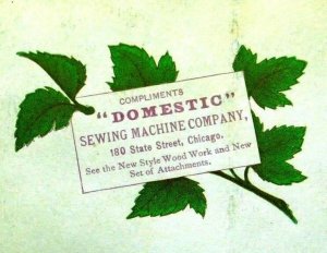 Victorian Trade Card Domestic Sewing Machine Company, Branch Leaves Image C1