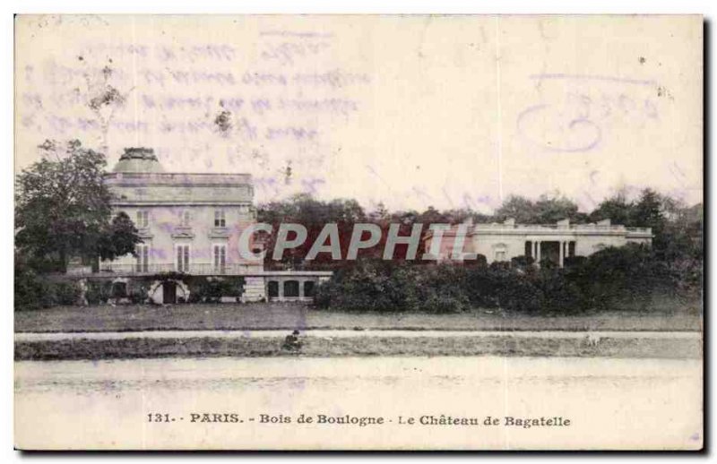 Old Postcard Paris Bois de Boulogne Bagatelle castle