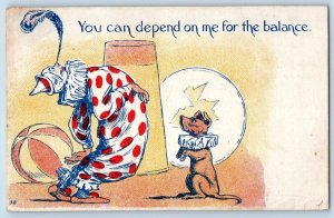 Humor Postcard Clown Jester And Dog You Can Depend On Me For The Balance 1907