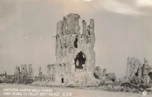 WW1 Historic Cloth Hall Ypres Ruins Vintage Ypres Belgium~Real Photo Postcard