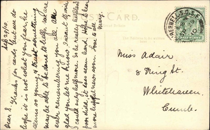 1910 Antique Postcard London HM Training Ship Buzzard Interesting Msg