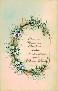B578 Alphabet letter C hand-drawn floral fantasy vintage greetings card 1922