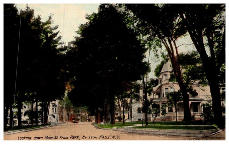 New York  Hudson Falls ,  looking down Main street from Park