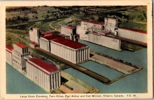 Postcard ON Port Arthur Large Grain Elevator Twin Cities Fort William 1940 K65
