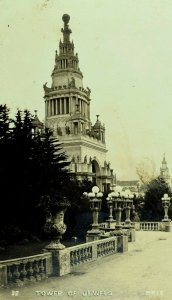 1915 Pan-Pacific Expo The Tower Of Jewels P.P.I.E.  RPPC Real Photo F1