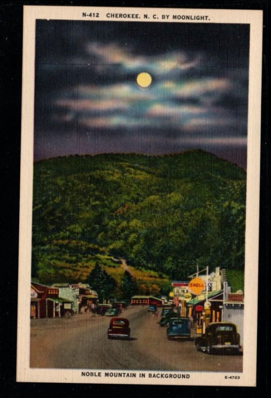 Cherokee, N.C. by Moonlight Noble Mountain in Background., Unused