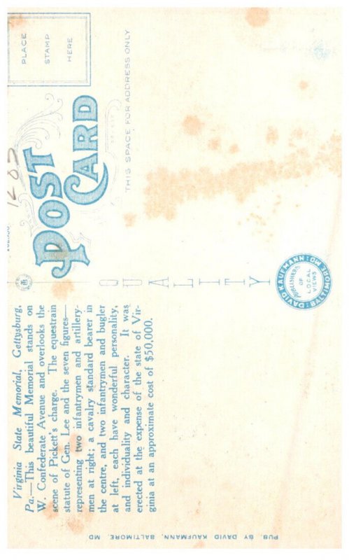 Pennsylvania Gettysburg Virginia State Memorial