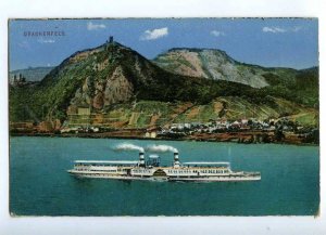 192237 GERMANY DRACHENFELS ship on RHEIN Vintage postcard