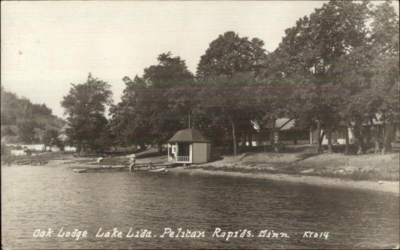 Pelican Rapids MN Oak Lodge Lake Lida c1920 Real Photo Postcard