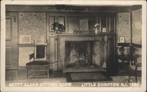 Little Compton RI Betty Alden Sitting Room c1915 Real Photo Postcard