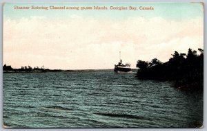 Postcard Georgian Bay ONT c1913 Steamer Entering Channel 30,000 Islands