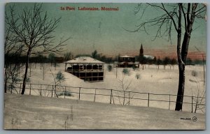 Postcard Montreal Quebec c1910s In Parc Lafontaine Winter Scene