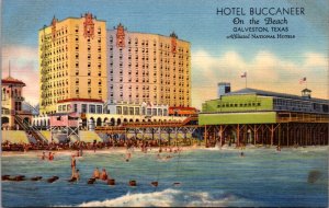 Linen Postcard Hotel Buccaneer on the beach in Galveston, Texas