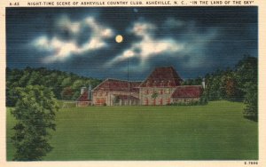 Vintage Postcard 1930's Night-Time Scene Asheville Country Club North Carolina