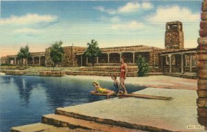 Bath House, Swimming Pool, Lea Lake, Bottomless Lakes, Roswell NM Vtg Postcard